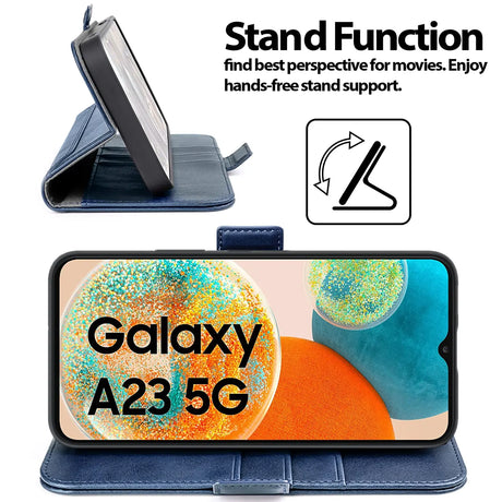 Samsung Galaxy A23 5G Klapphülle im Lederlook mit RFID Block in Blau