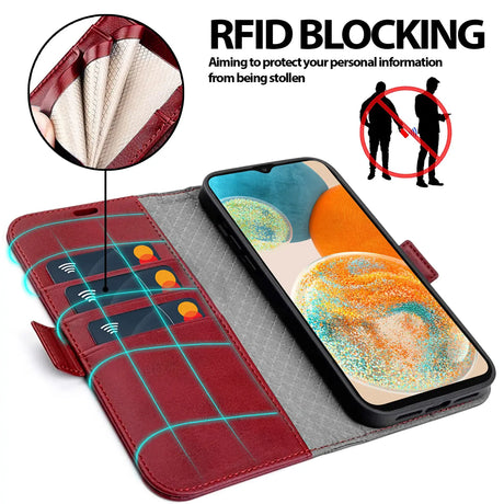 Samsung Galaxy A23 5G Klapphülle im Lederlook mit RFID Block in Rot