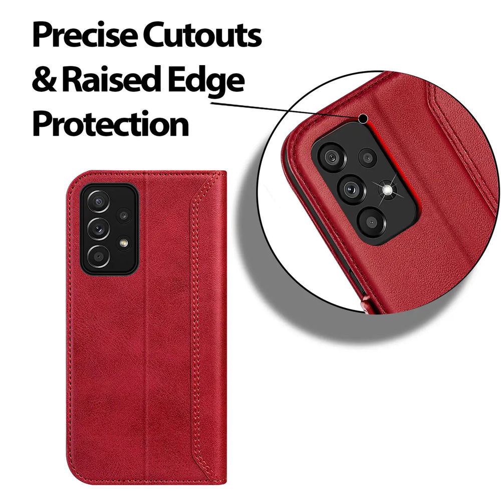 Samsung Galaxy A23 5G Klapphülle im Lederlook mit RFID Block in Rot