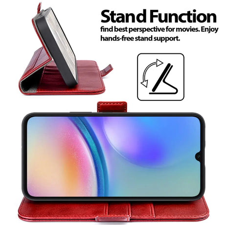 Samsung Galaxy A25 5G Klapphülle im Lederlook mit RFID Block in Rot