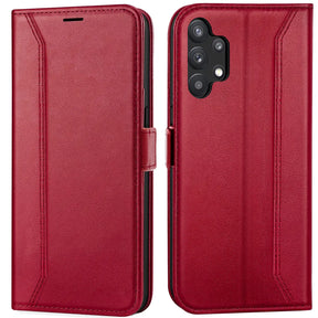 Samsung Galaxy A32 5G Klapphülle im Lederlook mit RFID Block in Rot