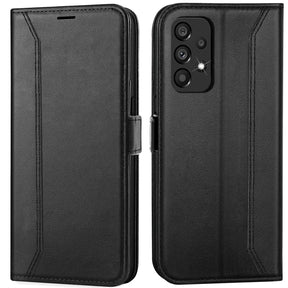 Samsung Galaxy A33 5G Klapphülle im Lederlook mit RFID Block in Schwarz