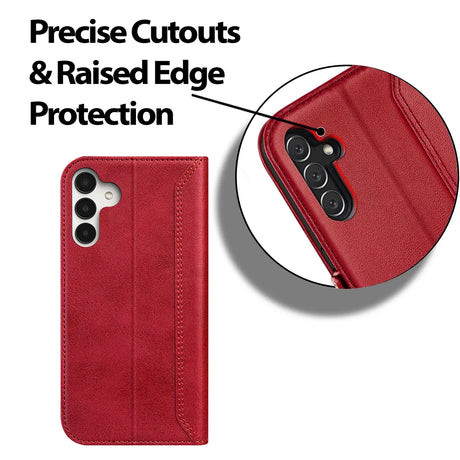 Samsung Galaxy A34 5G Klapphülle im Lederlook mit RFID Block in Rot