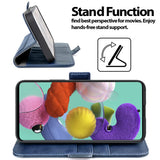 Samsung Galaxy A51 Klapphülle im Lederlook mit RFID Block in Blau