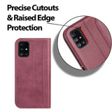 Samsung Galaxy A51 Klapphülle im Lederlook mit RFID Block in Lila