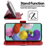 Samsung Galaxy A51 Klapphülle im Lederlook mit RFID Block in Rot