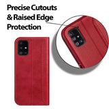 Samsung Galaxy A51 Klapphülle im Lederlook mit RFID Block in Rot