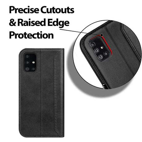 Samsung Galaxy A51 Klapphülle im Lederlook mit RFID Block in Schwarz