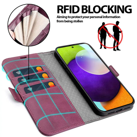 Samsung Galaxy A52 / A52 5G / A52S 5G Klapphülle im Lederlook mit RFID Block in Lila