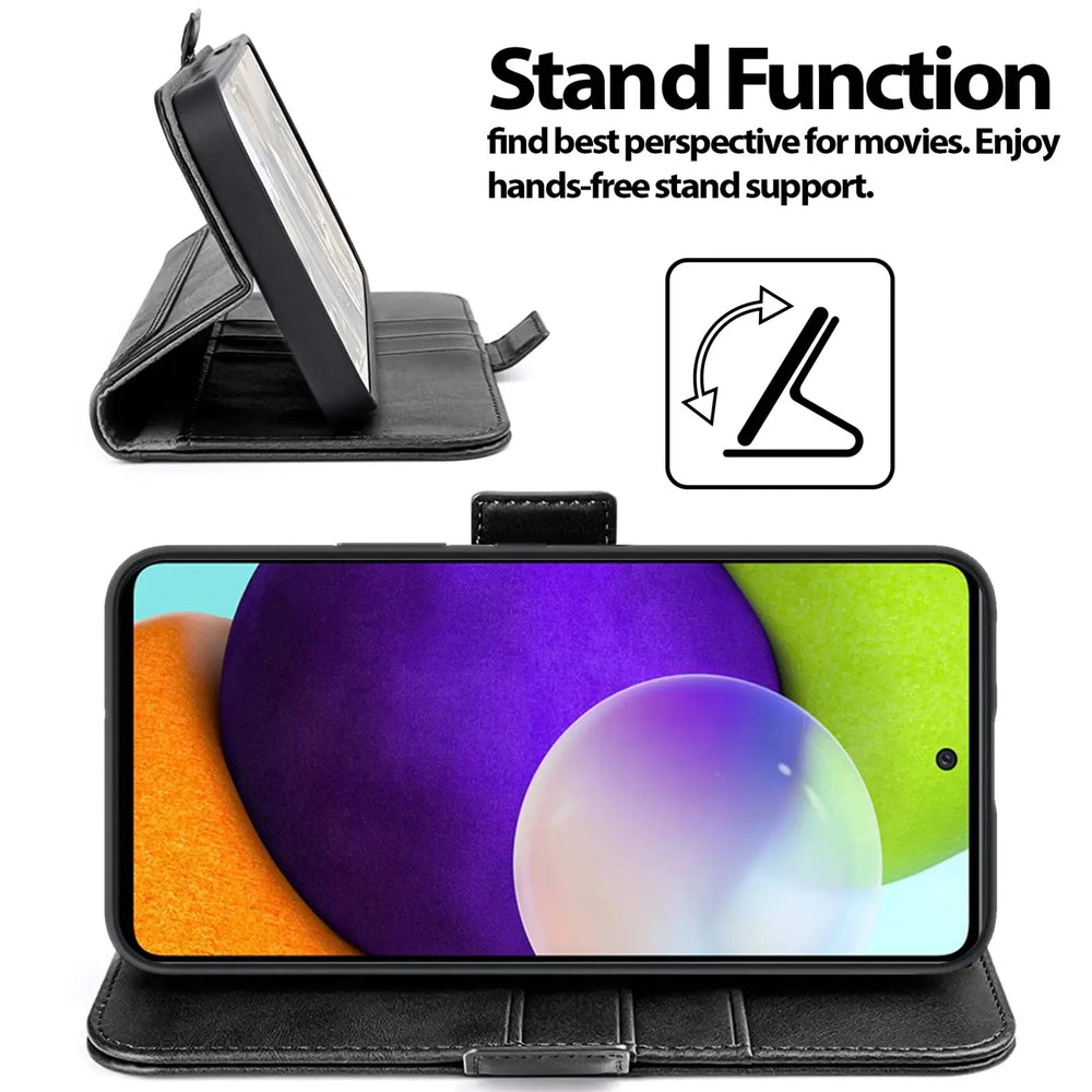 Samsung Galaxy A52 / A52 5G / A52S 5G Klapphülle im Lederlook mit RFID Block in Schwarz