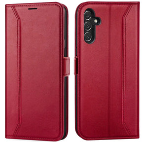 Samsung Galaxy A54 5G Klapphülle im Lederlook mit RFID Block in Rot