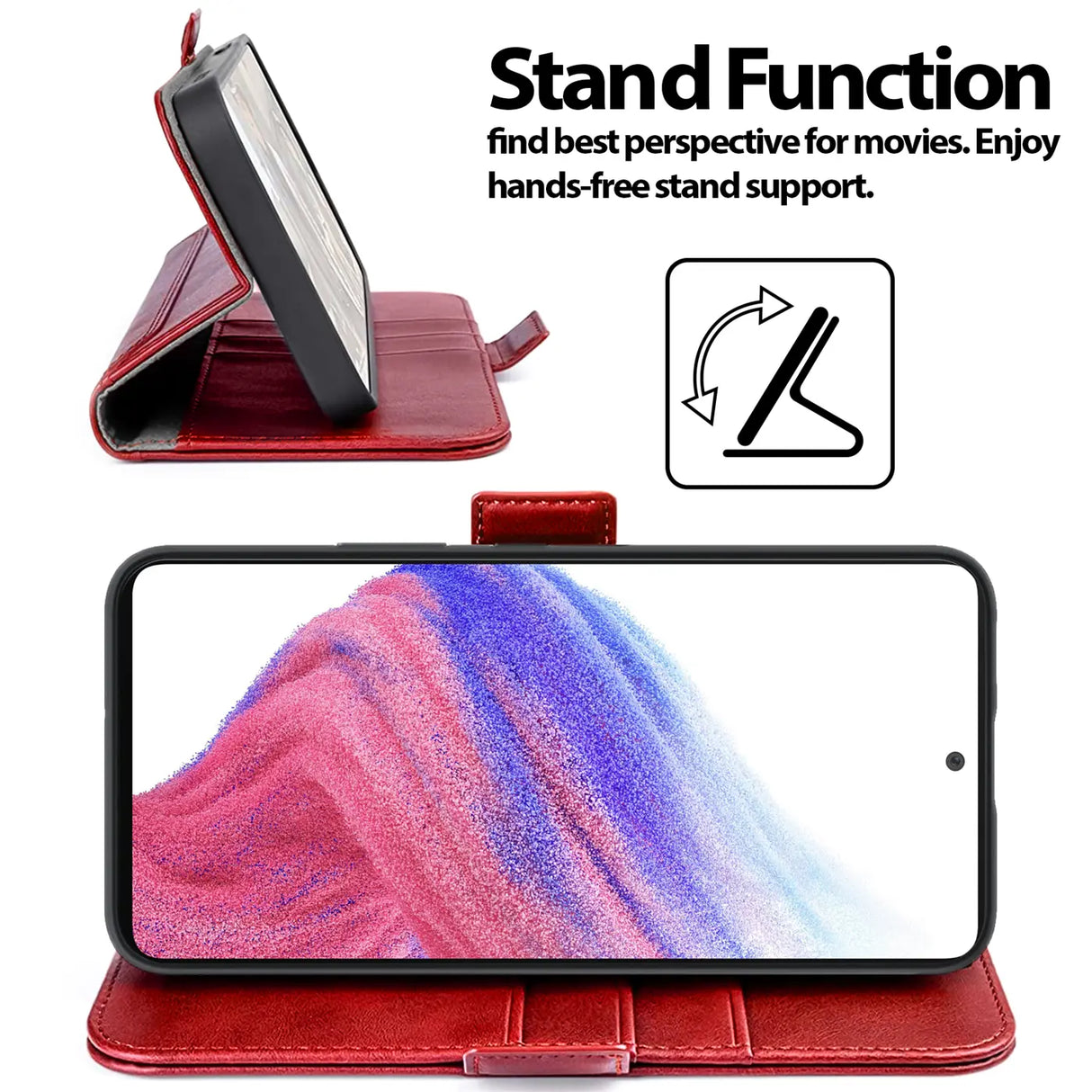 Samsung Galaxy A54 5G Klapphülle im Lederlook mit RFID Block in Rot
