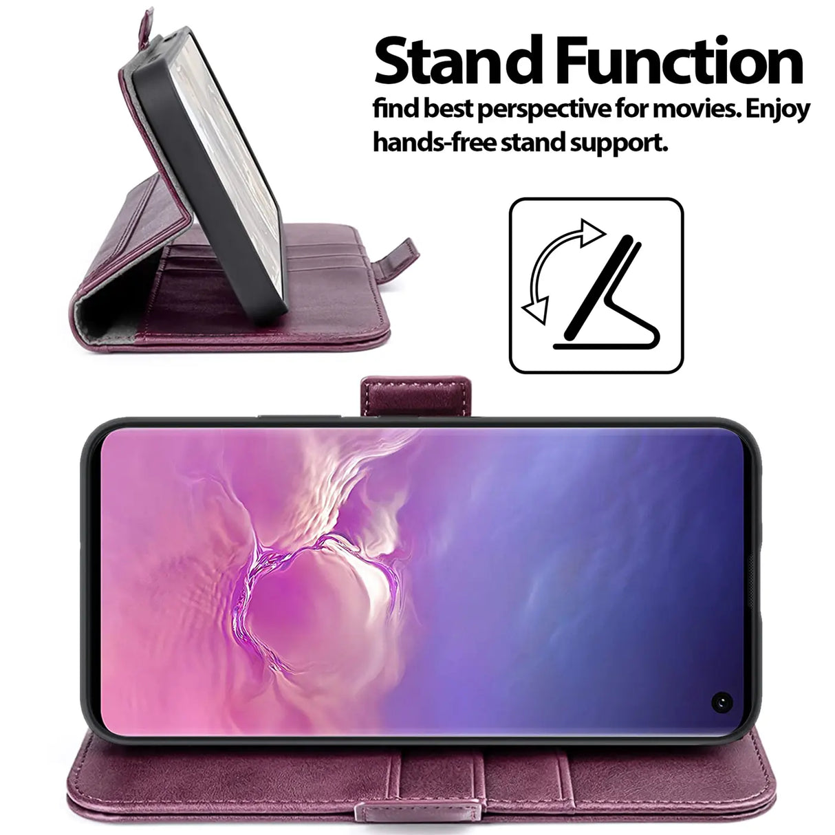 Samsung Galaxy S10 Klapphülle im Lederlook mit RFID Block in Lila