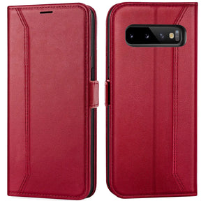 Samsung Galaxy S10 Plus Klapphülle im Lederlook mit RFID Block in Rot