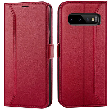 Samsung Galaxy S10 Plus Klapphülle im Lederlook mit RFID Block in Rot