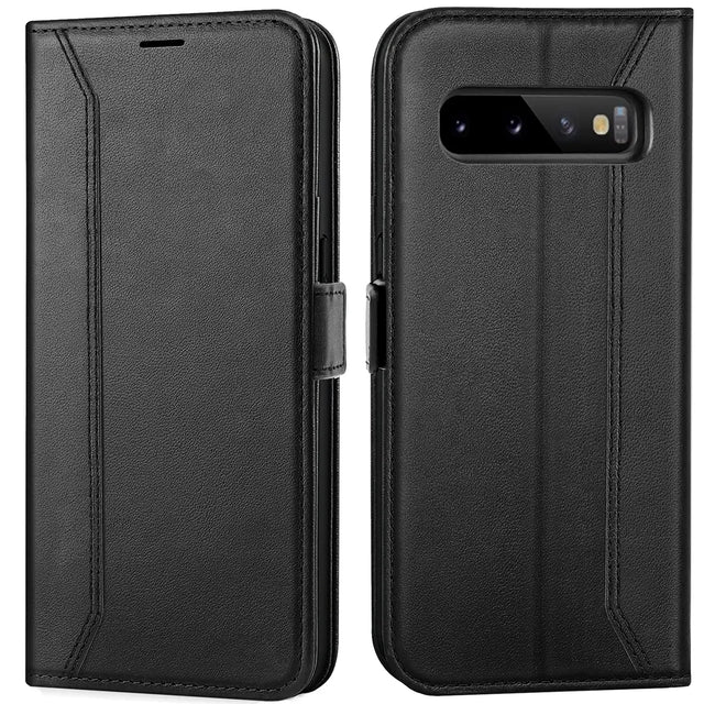 Samsung Galaxy S10 Plus Klapphülle im Lederlook mit RFID Block in Schwarz