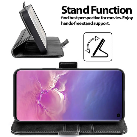 Samsung Galaxy S10 Plus Klapphülle im Lederlook mit RFID Block in Schwarz