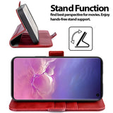 Samsung Galaxy S10 Klapphülle im Lederlook mit RFID Block in Rot