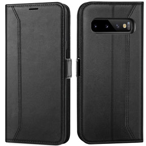 Samsung Galaxy S10 Klapphülle im Lederlook mit RFID Block in Schwarz