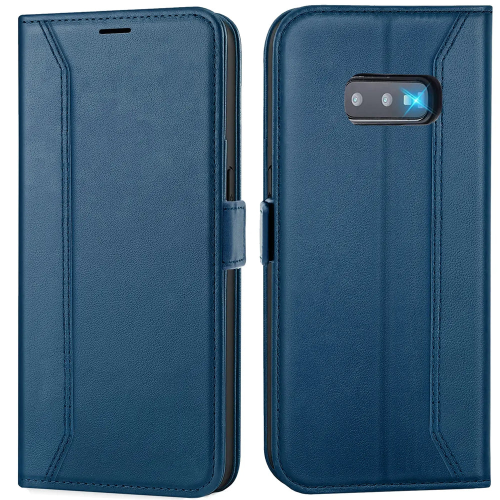 Samsung Galaxy S10e Klapphülle im Lederlook mit RFID Block in Blau
