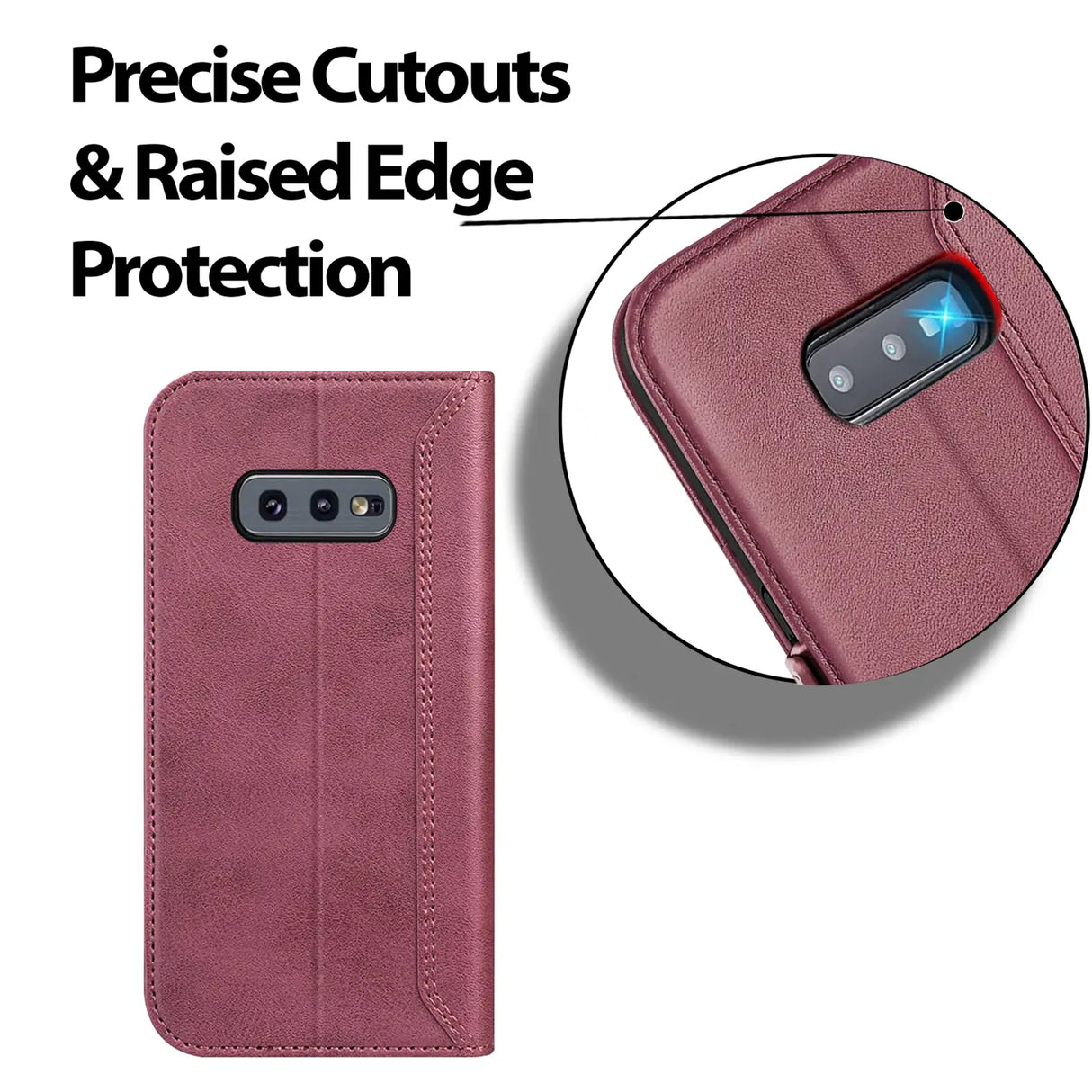 Samsung Galaxy S10e Klapphülle im Lederlook mit RFID Block in Lila