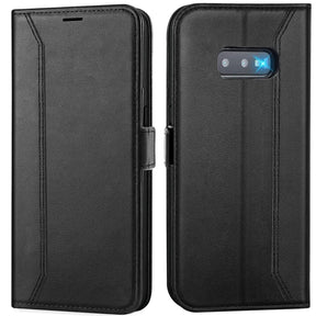 Samsung Galaxy S10e Klapphülle im Lederlook mit RFID Block in Schwarz