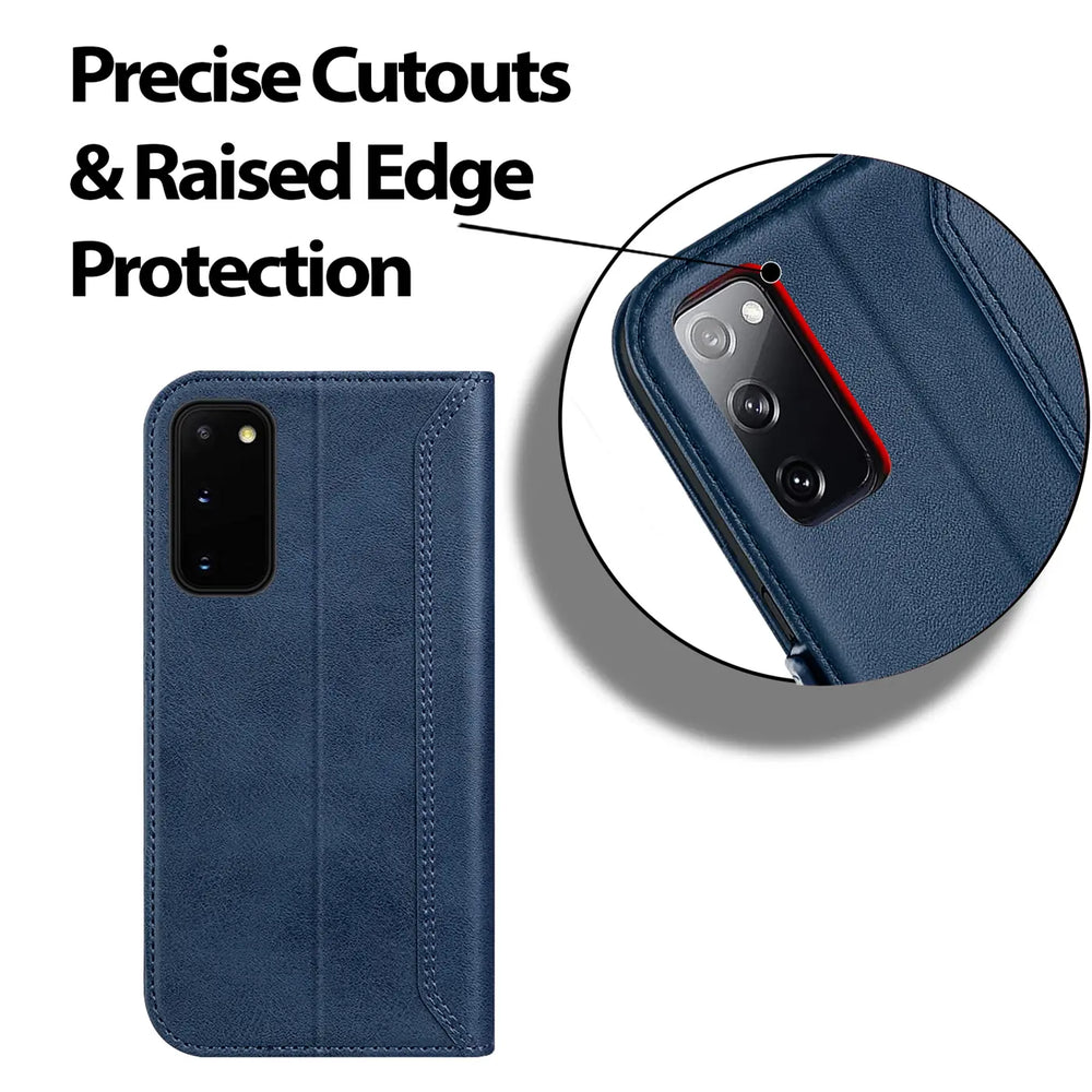 Samsung Galaxy S20 Klapphülle im Lederlook mit RFID Block in Blau