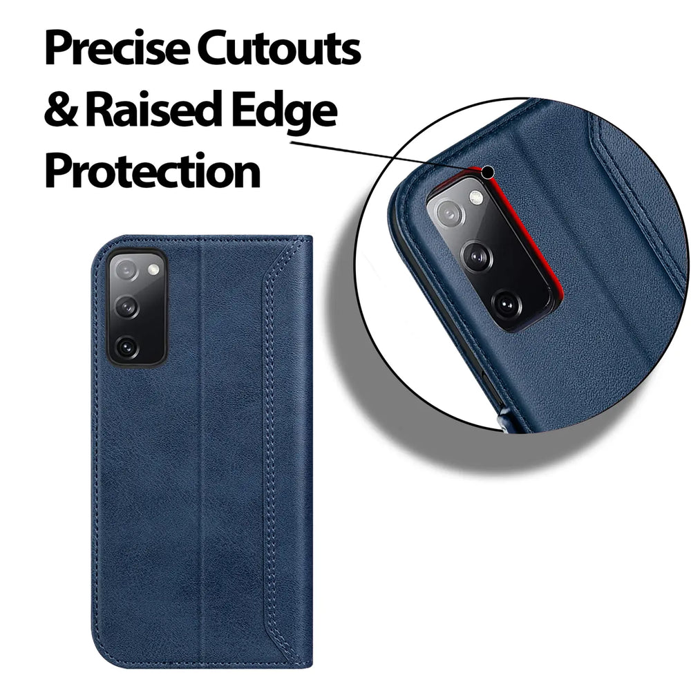 Samsung Galaxy S20 FE Klapphülle im Lederlook mit RFID Block in Blau