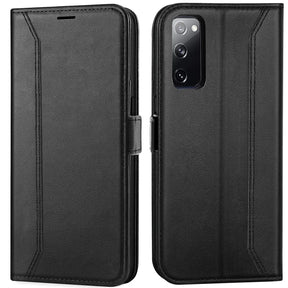 Samsung Galaxy S20 FE Klapphülle im Lederlook mit RFID Block in Schwarz