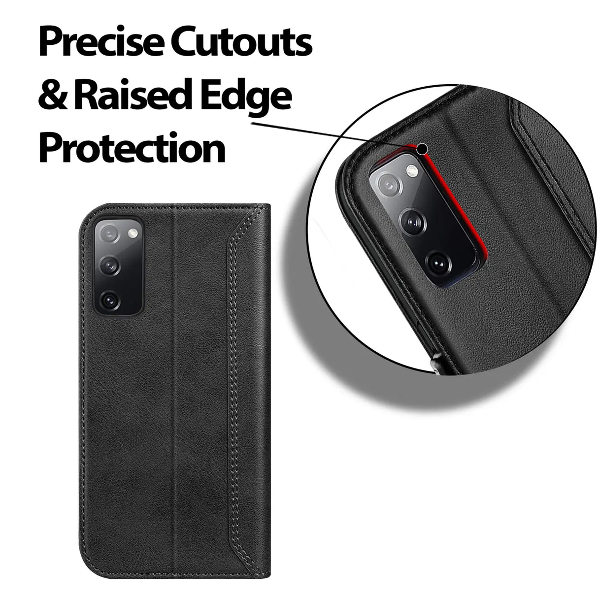 Samsung Galaxy S20 FE Klapphülle im Lederlook mit RFID Block in Schwarz