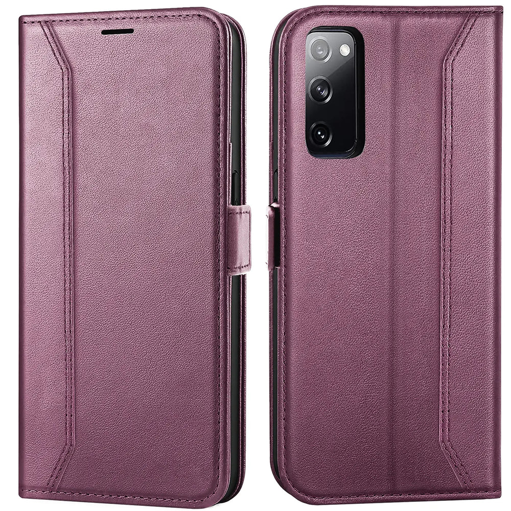Samsung Galaxy S20 Klapphülle im Lederlook mit RFID Block in Lila