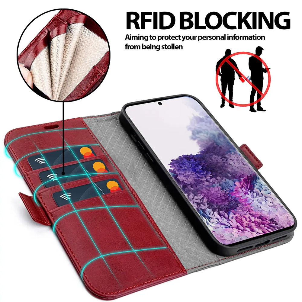 Samsung Galaxy S20 Plus Klapphülle im Lederlook mit RFID Block in Rot