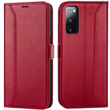 Samsung Galaxy S20 Klapphülle im Lederlook mit RFID Block in Rot