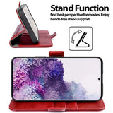 Samsung Galaxy S20 Klapphülle im Lederlook mit RFID Block in Rot