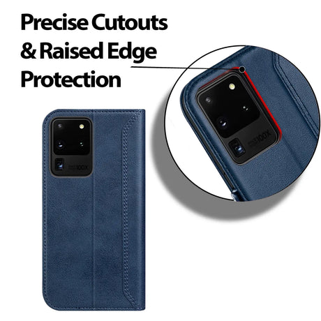 Samsung Galaxy S20 Ultra Klapphülle im Lederlook mit RFID Block in Blau