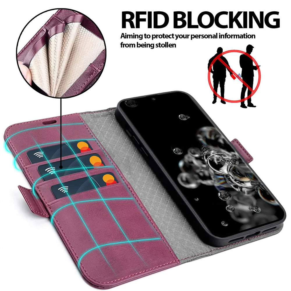 Samsung Galaxy S20 Ultra Klapphülle im Lederlook mit RFID Block in Lila