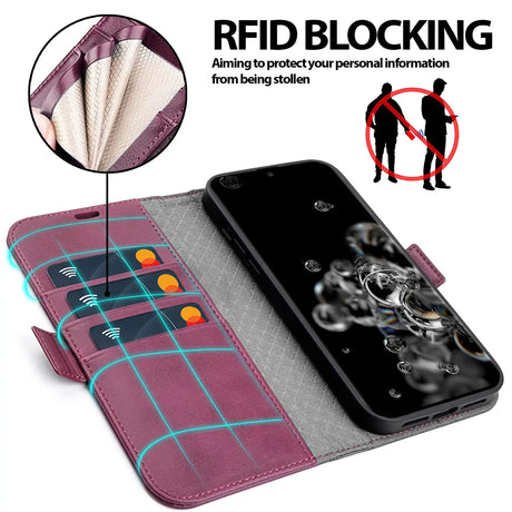 Samsung Galaxy S20 Ultra Klapphülle im Lederlook mit RFID Block in Lila