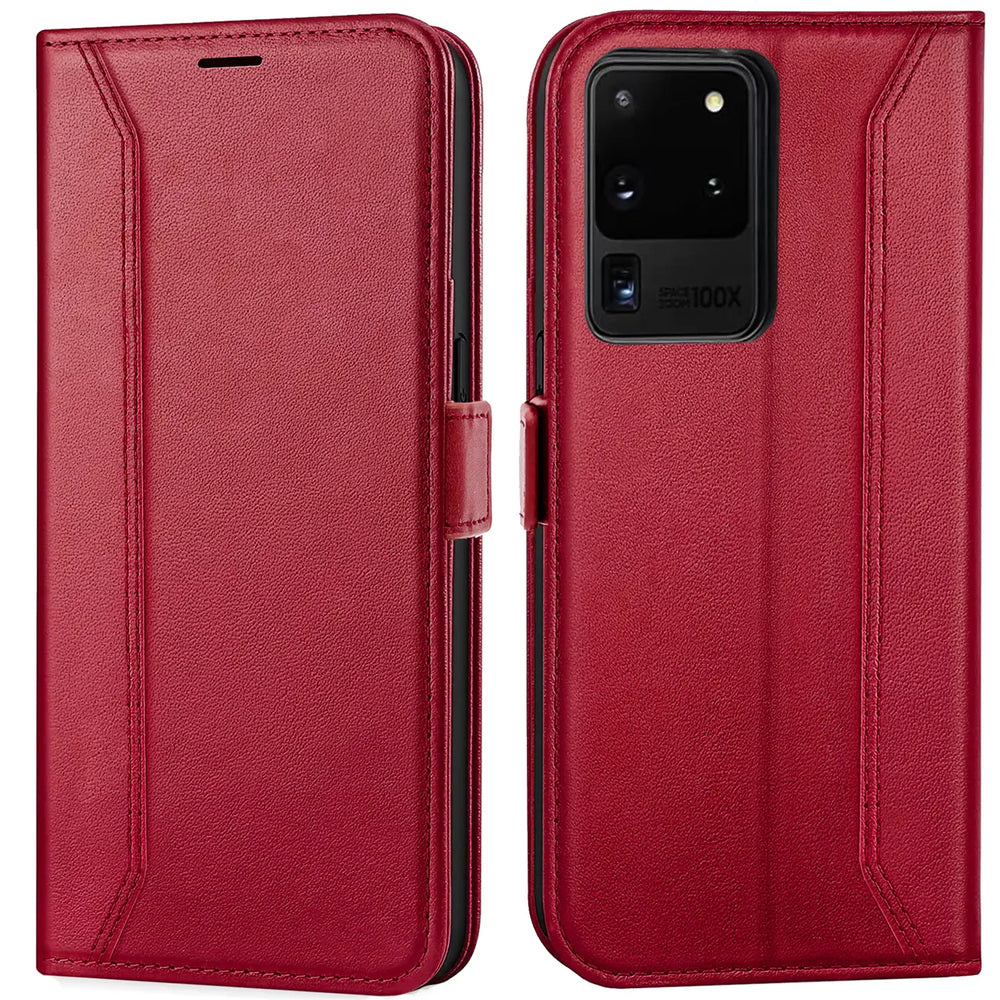 Samsung Galaxy S20 Ultra Klapphülle im Lederlook mit RFID Block in Rot