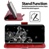 Samsung Galaxy S20 Ultra Klapphülle im Lederlook mit RFID Block in Rot