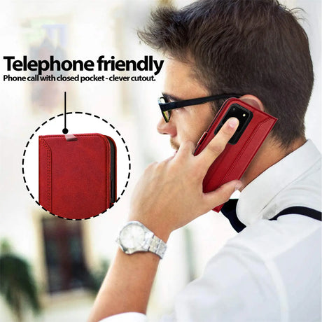Samsung Galaxy S20 Ultra Klapphülle im Lederlook mit RFID Block in Rot