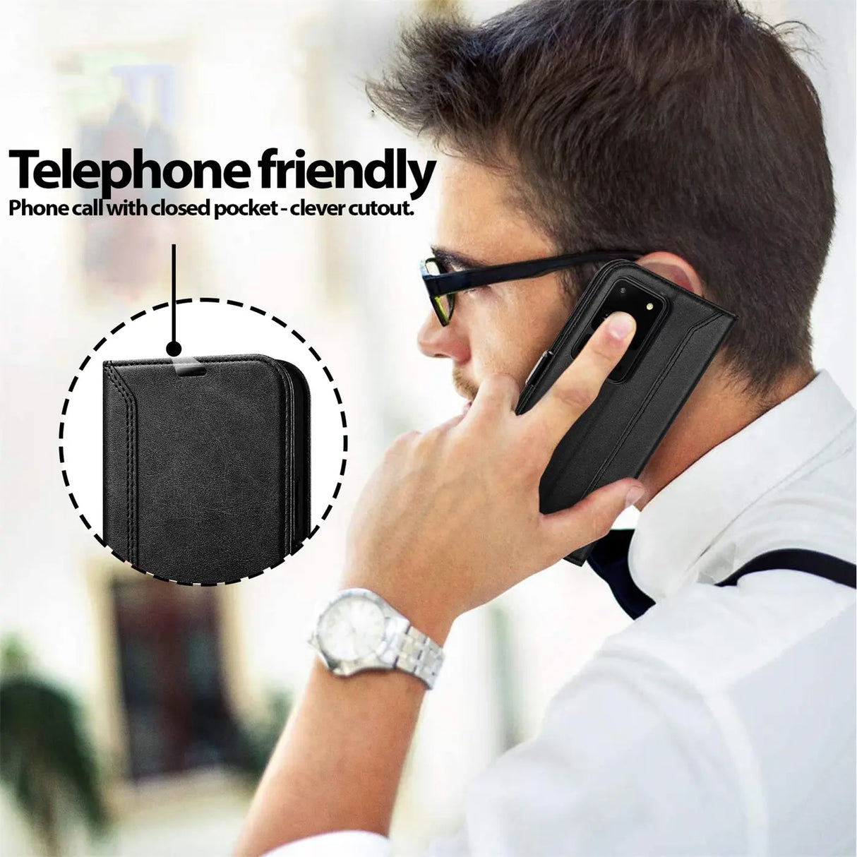 Samsung Galaxy S20 Ultra Klapphülle im Lederlook mit RFID Block in Schwarz