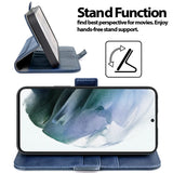 Samsung Galaxy S21 Klapphülle im Lederlook mit RFID Block in Blau