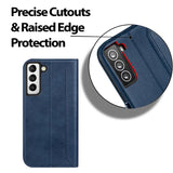 Samsung Galaxy S21 Klapphülle im Lederlook mit RFID Block in Blau