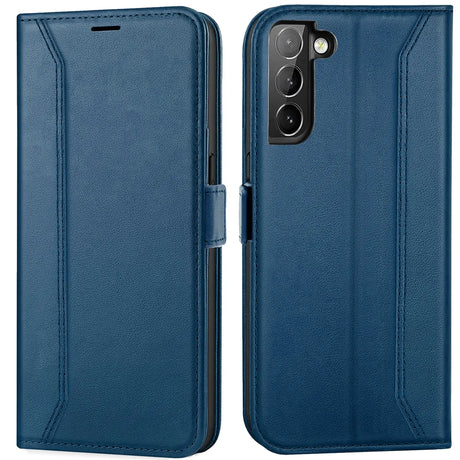 Samsung Galaxy S21 FE Klapphülle im Lederlook mit RFID Block in Blau