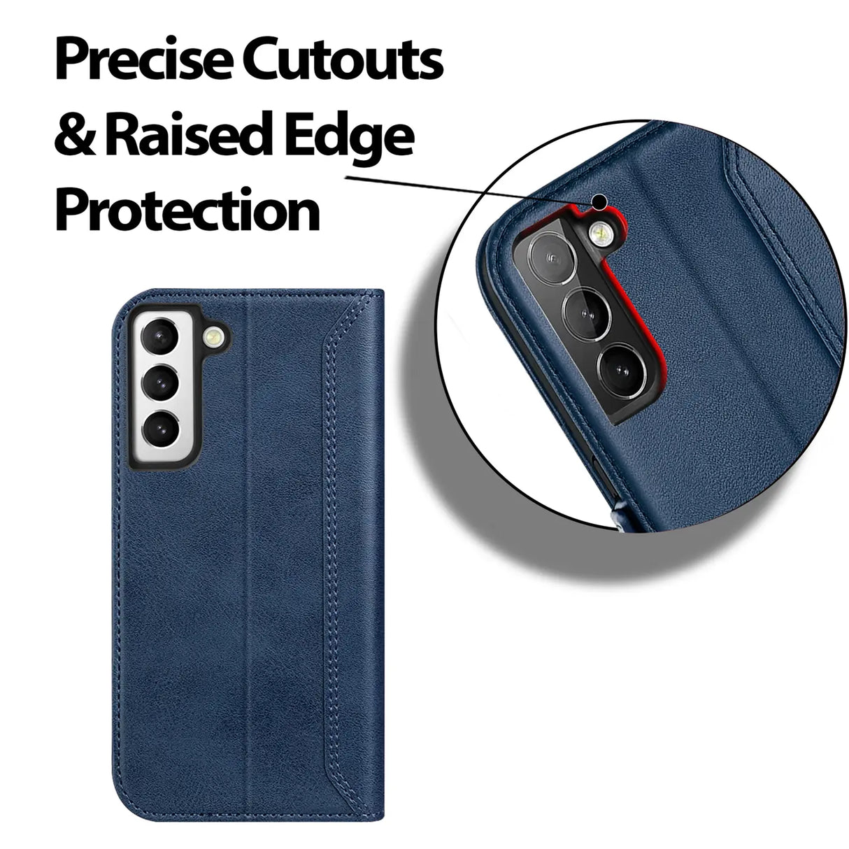 Samsung Galaxy S21 FE Klapphülle im Lederlook mit RFID Block in Blau