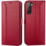 Samsung Galaxy S21 FE Klapphülle im Lederlook mit RFID Block in Rot