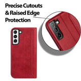 Samsung Galaxy S21 FE Klapphülle im Lederlook mit RFID Block in Rot