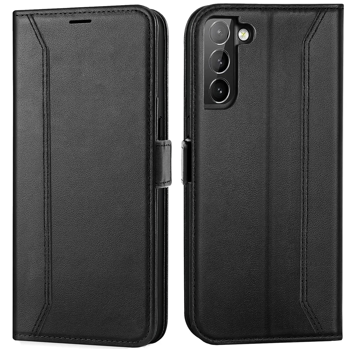 Samsung Galaxy S21 FE Klapphülle im Lederlook mit RFID Block in Schwarz