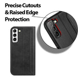 Samsung Galaxy S21 FE Klapphülle im Lederlook mit RFID Block in Schwarz