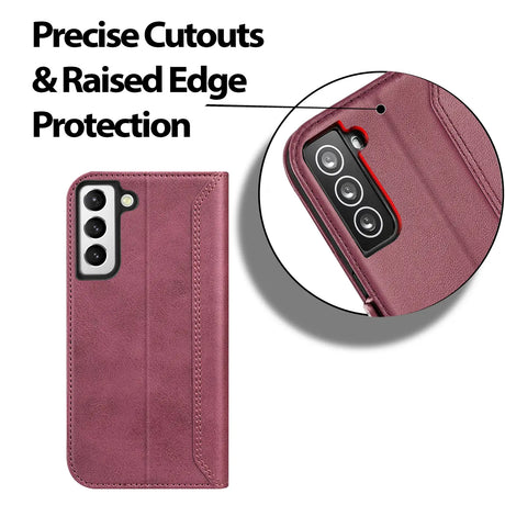 Samsung Galaxy S21 Klapphülle im Lederlook mit RFID Block in Lila